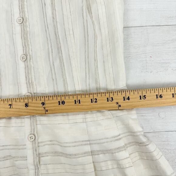 L'agence Babydoll Mini Dress Size 6 Striped Cream Linen Blend Soft Girl Feminine - Picture 12 of 16